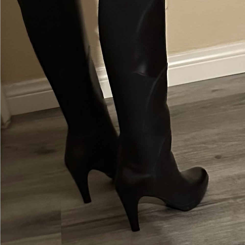Black Over the Knee Boots with Stiletto Heel